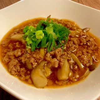 醤油ベースの麻婆ソースで♪きのこのひき肉あんかけ